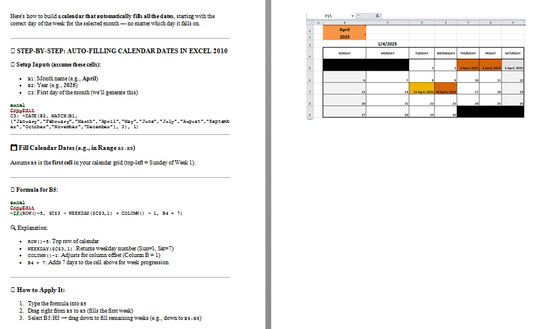 Microsoft Excel Calendar and Planner